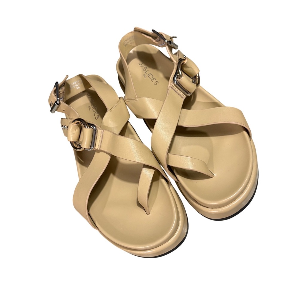 J/Slides‎ NYC Solara Platform Sandals Womens 9.5 Sand Leather EUC